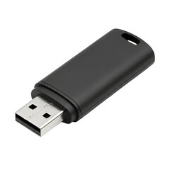 Isolated black USB drive angled view