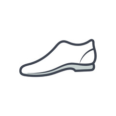 Elegant White Dress Shoe Icon. Modern outline of a sleek, formal foot accessory. This simple graphic symbolizes professionalism, fashion, and clean design aesthetics.