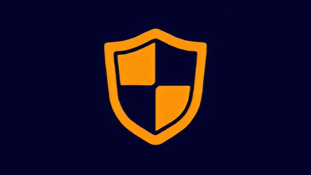 Stylized shield icon, divided into quadrants on a navy background, simple design