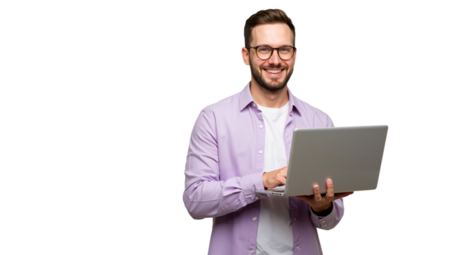 Professional with Laptop: Approachable, Confident, and Tech-Ready