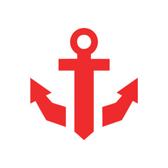 Red Anchor Icon. Vibrant crimson graphic on a stark dark background. Represents security, hope, and unwavering strength for maritime themes.