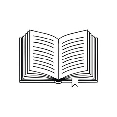 Knowledge and Learning Emblem. A crisp vector illustration of an open book with a bookmark. It conveys wisdom, education, and the ongoing journey of reading and discovery. Ideal for academic,.