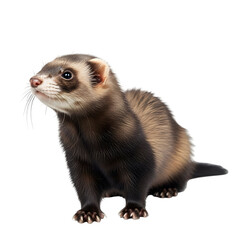 Portrait of a curious and cute ferret