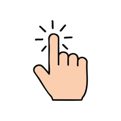 Obraz premium Pointing Hand Cursor Icon. A clear digital illustration of a pointing finger cursor. It symbolizes interaction, choice, and immediate action on screens.