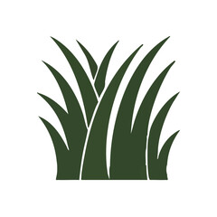 Lush Green Grass Patch Illustration. A simple yet elegant depiction of verdant foliage against a deep black background. Evokes themes of growth, nature, and ecological freshness.