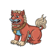 Asian Mythical Guardian Illustration. Vivid depiction of a powerful protective beast. This legendary creature symbolizes strength, security, and good fortune, ideal for cultural themes.