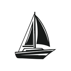 Elegant Sailing Vessel Emblem. Stylish monochromatic artwork of a sailboat. This simple graphic conveys the spirit of ocean exploration, serene journeys, and personal liberty.