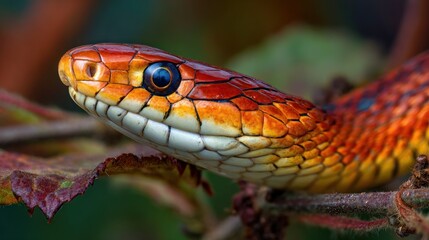 Fototapeta premium Closeup view of vibrant colored snake