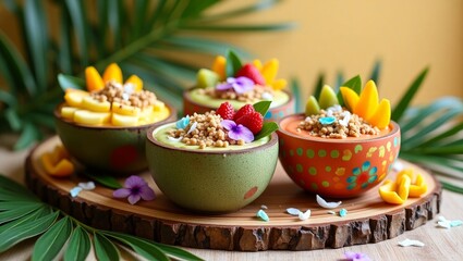 Colorful Cupcakes with Tropical Leaves and Flowers &ndash; Dessert Party Vibes
