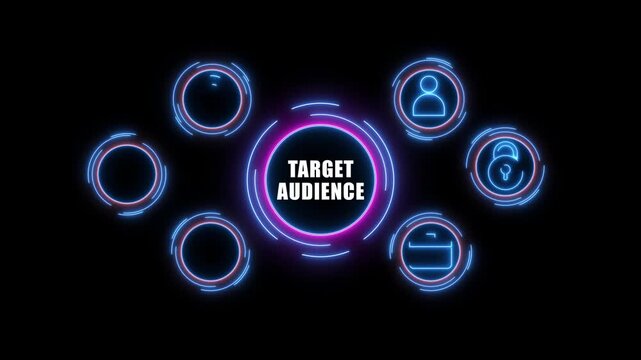 Glowing A Target Audience concept button on a futuristic. abstract wave technology background, Business, Technology, Internet and networking concept.