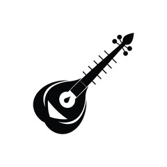 A silhouette veena vector art illustration