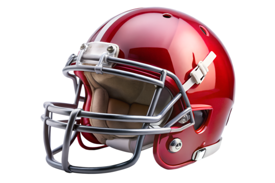 Red american football helmet isolated on transparent background