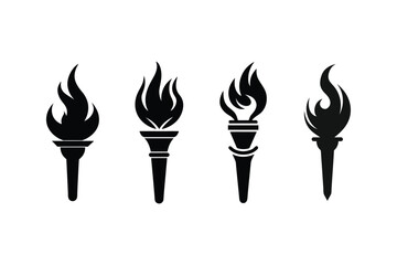 Flaming torch silhouette srt of vector illustration