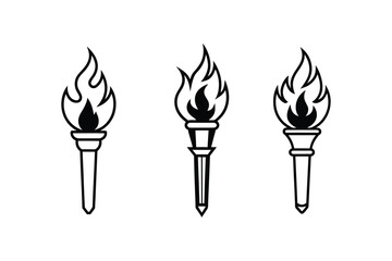 Set of flaming torch vector illustration