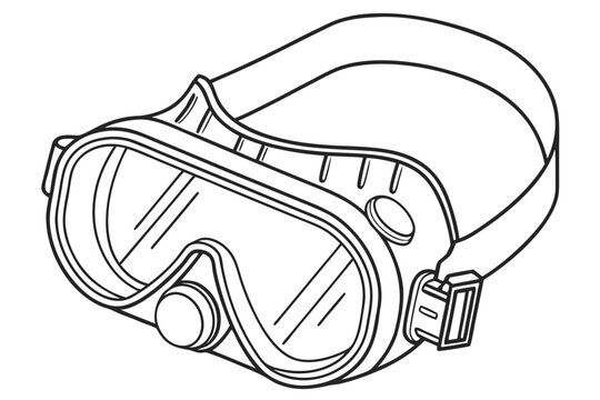 recommend clip art: Outline Drawing of Protective Goggles with Adjustable Strap for Safety and Eye Protection in Industrial and Laboratory Settings