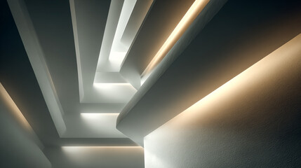 Abstract architecture gleams with soft light, perfect for backgrounds or minimalist design projects.
