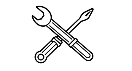 repair outline icon, flat repair tools icon, minimal repair icon, editable repair icon, black repair icons, line repair tools, repair pictogram, hardware repair icon, fixing kit icon, tool and gear ic