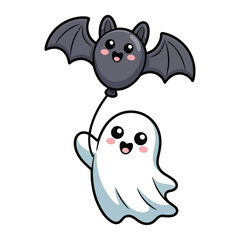 Obraz premium funny cartoon bat and Cute Ghost