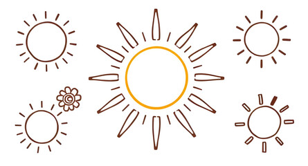 Sun vector icons, Sun icon set, Sun symbols, Bright sun icon, Cartoon sun, Flat sun icons, Summer sun, Sunshine vector, Sun illustration, Sunny weather icon, Radiant sun, Sun rays icon, Sun clipart, S