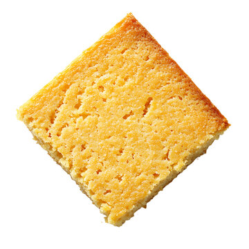 Square Slice of Golden Cornbread with Crumbly Texture