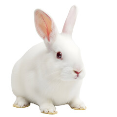 Fototapeta premium Albino rabbit portrait on a black backdrop