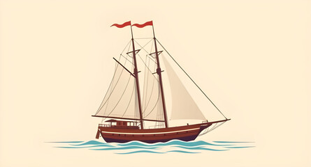 Sailboat, Nautical scene, Ship on water, Marine vessel, Seascape, Old ship, Wooden ship, Vintage sailing ship, Ocean waves, Ship with sails, Maritime travel, Horizon view, Sailing adventure, Sailboat 