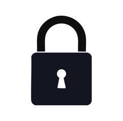 Dark blue padlock with white keyhole security protection