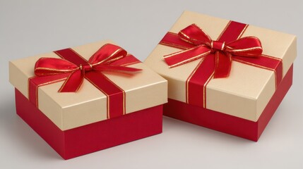 Obraz premium Red ribbon gift boxes