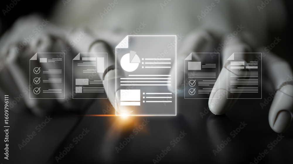 Poster ai artificial intelligence manages documents with virtual assistant filing, secure cloud access, and