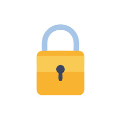 Yellow padlock with blue shackle and dark keyhole security safety