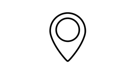 Location pin icon for maps and navigation apps in simple black outline style