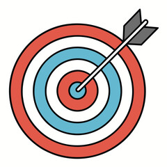 Red blue white concentric circles with arrow target bullseye