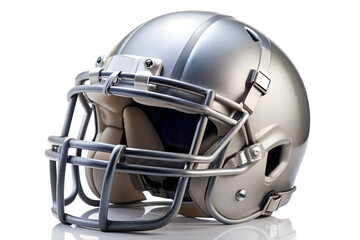 Fototapeta premium A silver american football helmet with a face mask on a transparent background