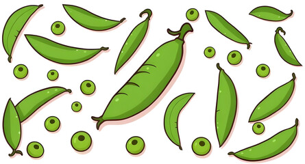 Fresh peas illustration, Pea pod vector, Garden peas, Organic peas, Peas isolated, Fresh vegetables, Green vegetable vector, Peas icon, Peas clipart, Peas in pod, Healthy peas, Natural peas, Raw peas,