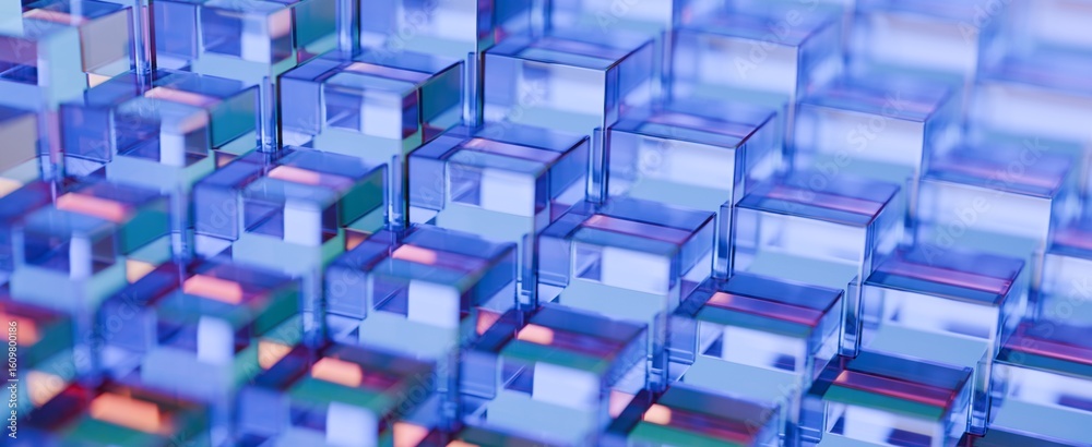 Poster abstract background of crystal clear glass blocks forming a textured pattern. transparent material w
