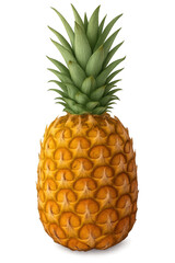 Fototapeta premium Ripe pineapple fruit with green leaves on transparent background