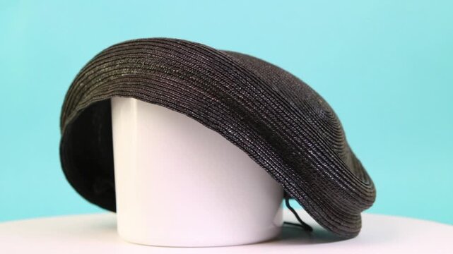 Vintage black straw  bonnet