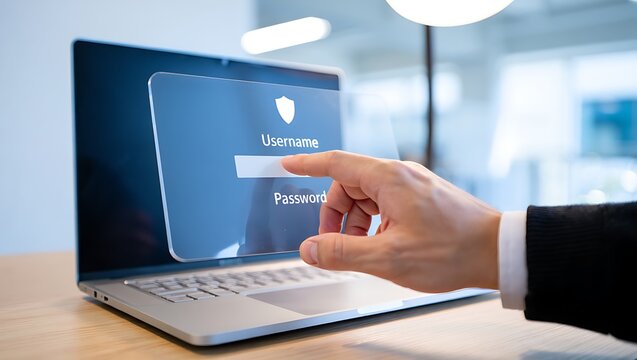 Secure Login Access on Laptop with Username and Password Authentication Emphasizing Digital Security and Data Protection for Online Accounts