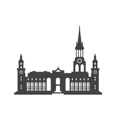 Obraz premium Illustration of European buildings and minimalist meeting places in silhouette, icons of European historical buildings palaces, icons of Switzerland and European cities in Flat style