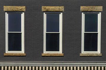 Windows on commercial building in a small town