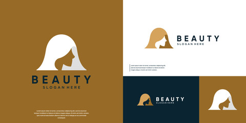 Simple silhouette style of a woman's head, natural beauty, graphic design template.