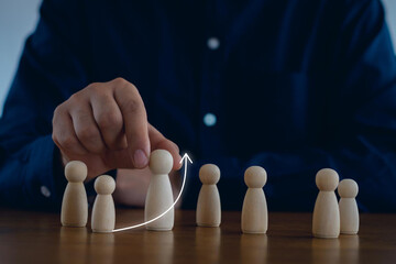 Human resource development concept, HR management, Businessman with human resource growth. evaluation, performance appraisal, skill, training, success, expert, leadership.