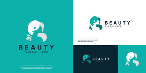 beauty logo, female head shape, fashion, graphic design vector.