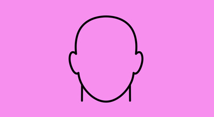 Obraz premium Blank face icon showing a simple head outline. A vector style graphic on a pink background, representing anonymity or a user placeholder.