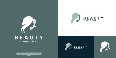 Simple and elegant logo in the shape of a woman's silhouette, graphic design template.
