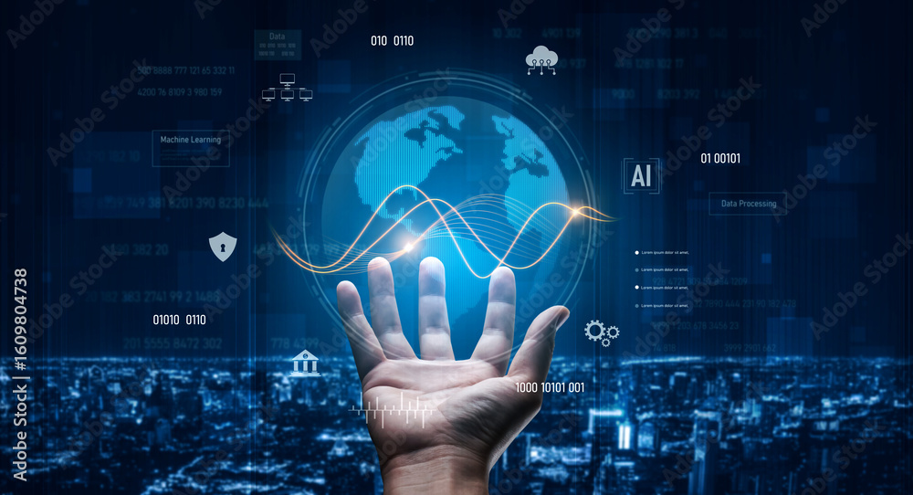 Poster global ai and data processing system enhances data, ai, and processing efficiency through digital ne