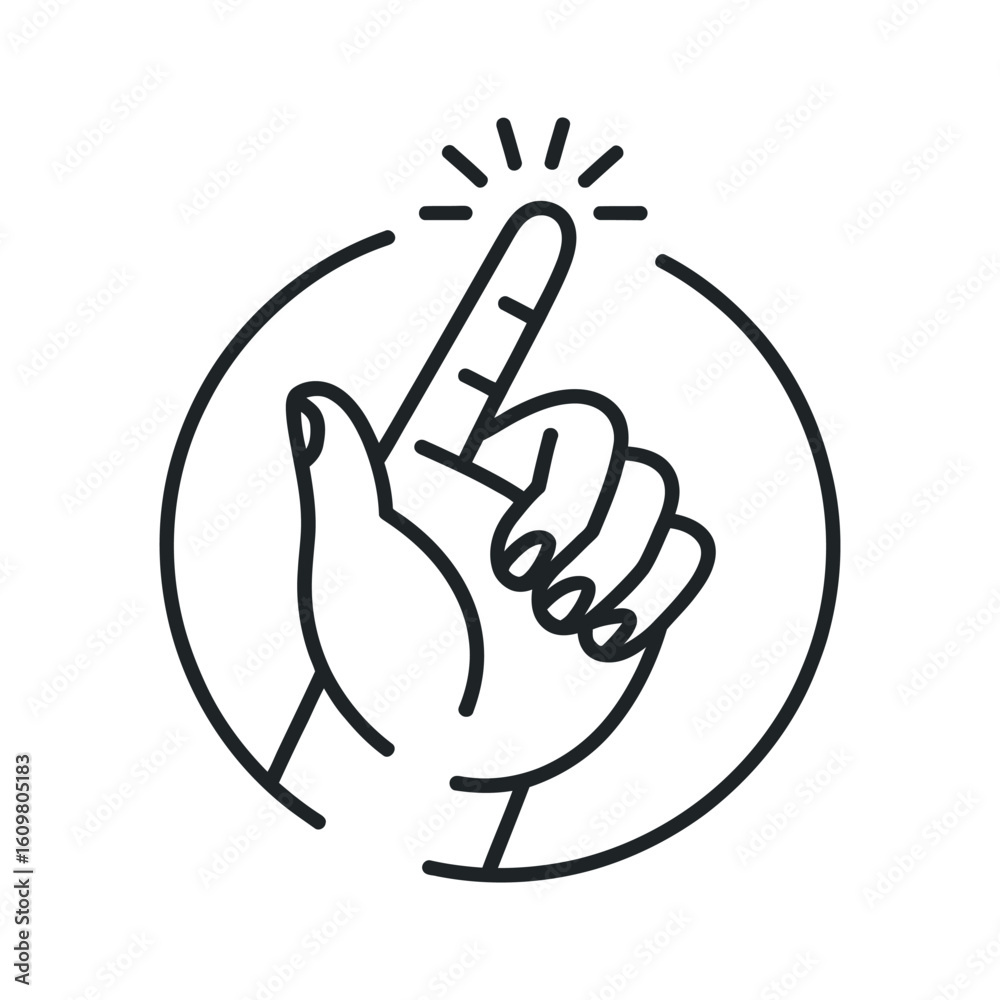 Poster finger pointing up in circle icon hand gesture symbol of selection and direction for user interface 