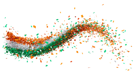Confetti swirl in Indian flag colors festive party prop isolated on transparent background 