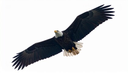 Obraz premium Majestic Bald Eagle Soaring, Wings Spread Wide, Freedom Flight