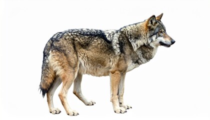 Fototapeta premium Gray Wolf Profile Wild Canine, Mammal, Predator, Forest, Nature, Animal, Wildlife, Portrait, Isolate